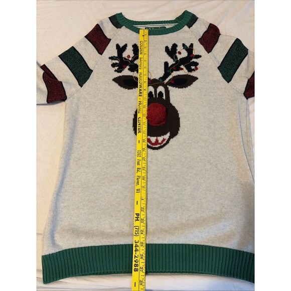 Ugly Christmas Sweater Mens XL Reindeer 3D Pom Pom Nose Holidays RN63925 - Picture 5 of 9